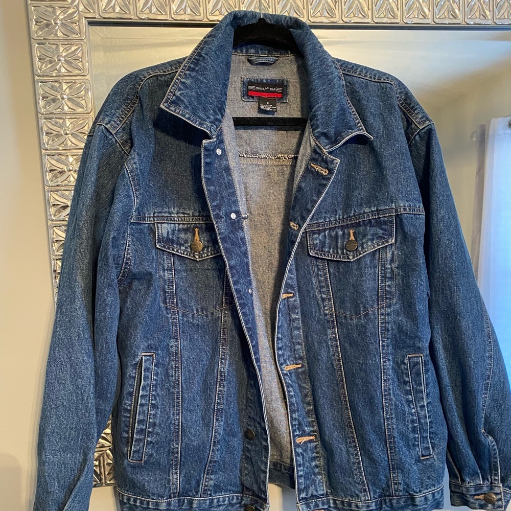 Women’s vintage Cross Fire dark denim oversized jacket. Size S.